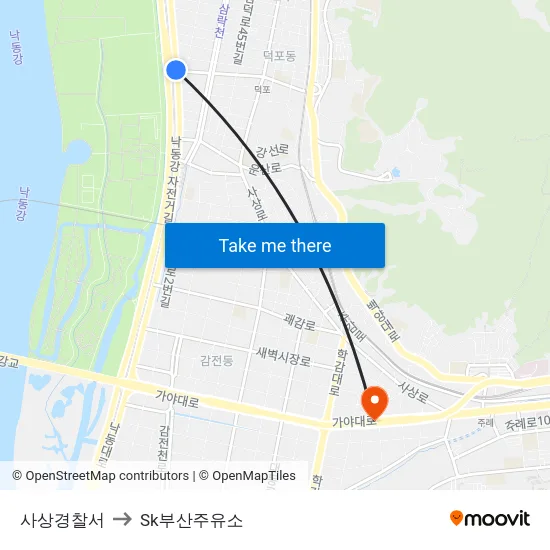 사상경찰서 to Sk부산주유소 map