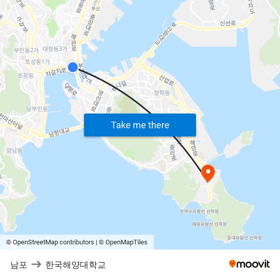 남포 to 한국해양대학교 map