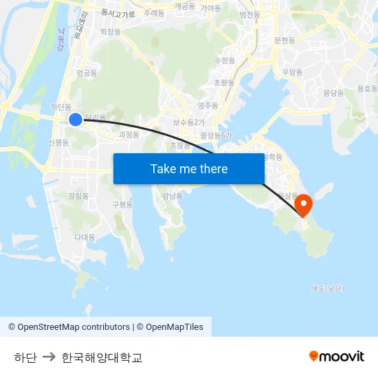 하단 to 한국해양대학교 map