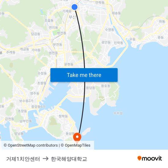 거제1치안센터 to 한국해양대학교 map