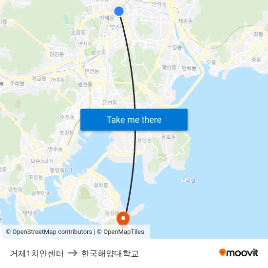 거제1치안센터 to 한국해양대학교 map