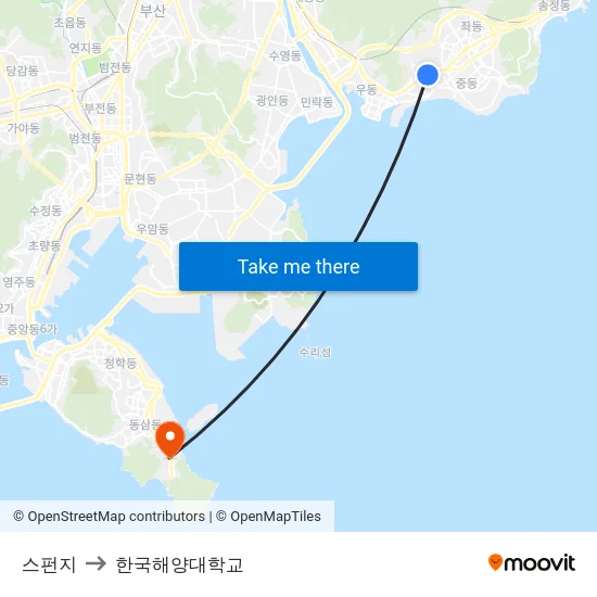 스펀지 to 한국해양대학교 map