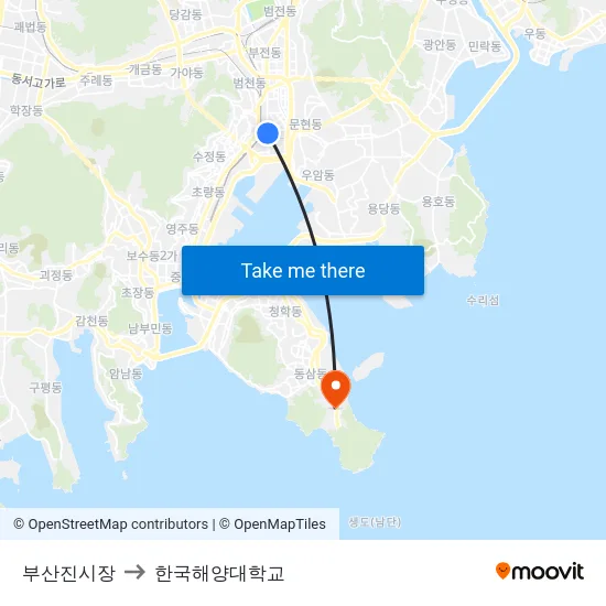 부산진시장 to 한국해양대학교 map
