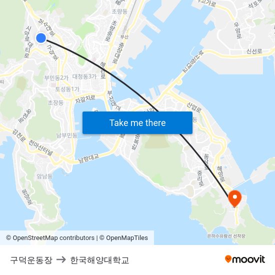 구덕운동장 to 한국해양대학교 map