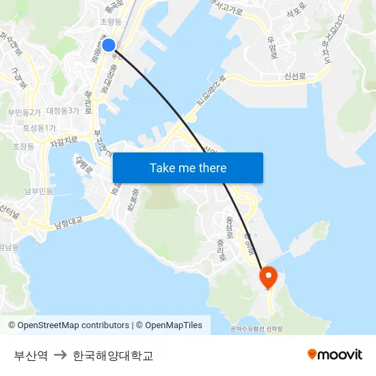부산역 to 한국해양대학교 map