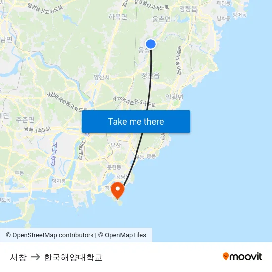 서창 to 한국해양대학교 map