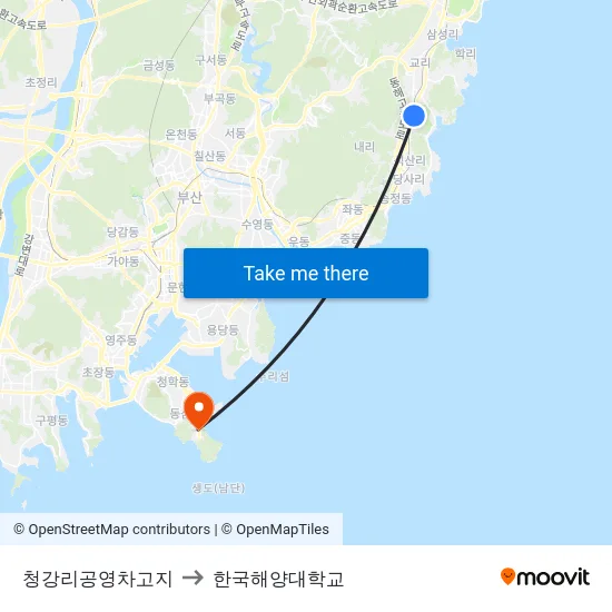 청강리공영차고지 to 한국해양대학교 map