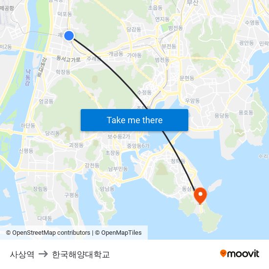 사상역 to 한국해양대학교 map