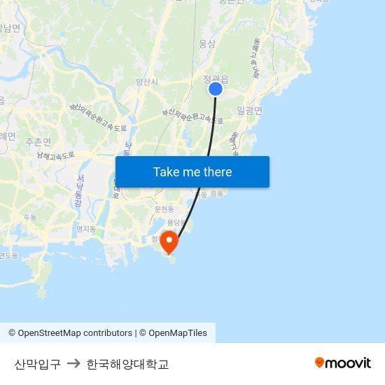 산막입구 to 한국해양대학교 map