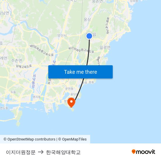 이지더원정문 to 한국해양대학교 map
