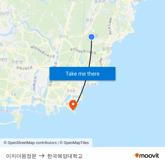이지더원정문 to 한국해양대학교 map