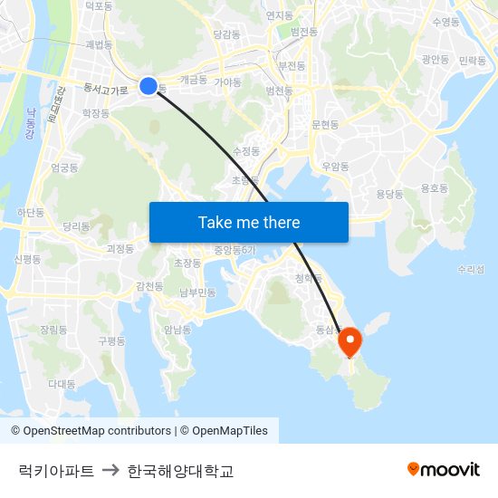 럭키아파트 to 한국해양대학교 map