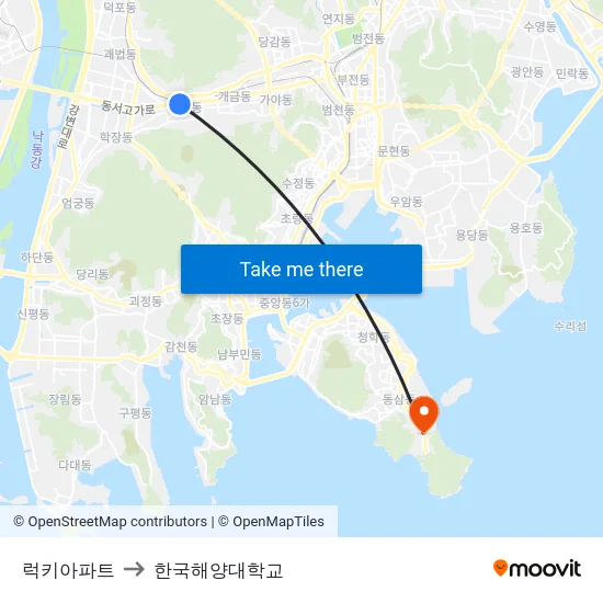럭키아파트 to 한국해양대학교 map