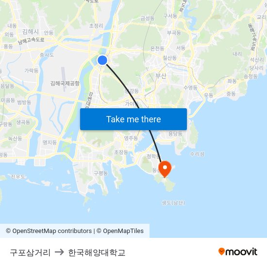 구포삼거리 to 한국해양대학교 map