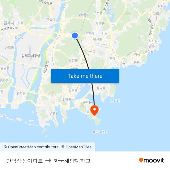 만덕삼성아파트 to 한국해양대학교 map