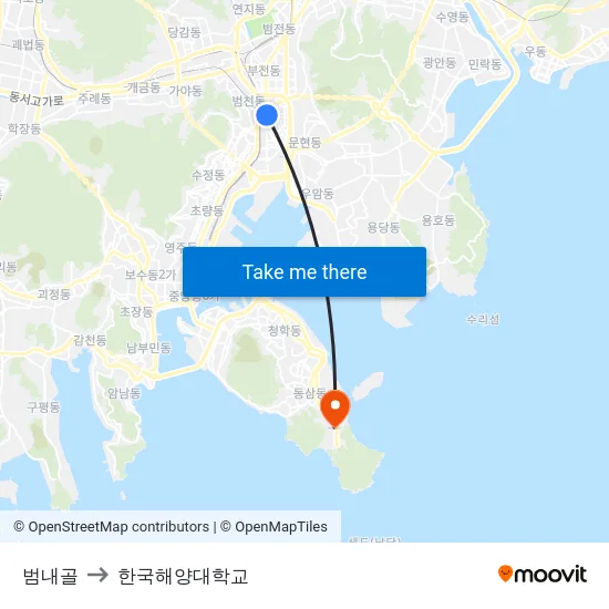 범내골 to 한국해양대학교 map
