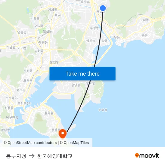 동부지청 to 한국해양대학교 map