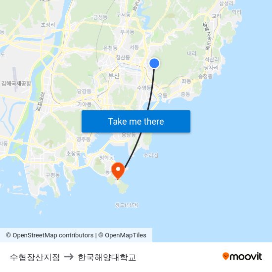 수협장산지점 to 한국해양대학교 map
