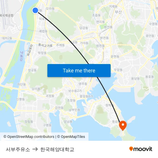 서부주유소 to 한국해양대학교 map