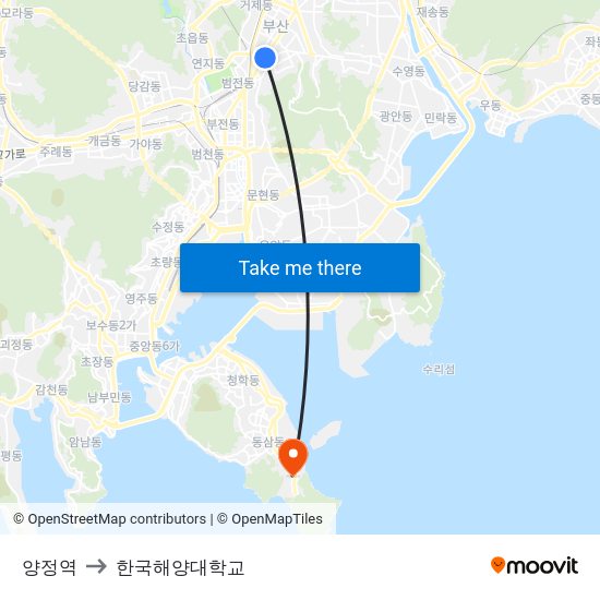 양정역 to 한국해양대학교 map