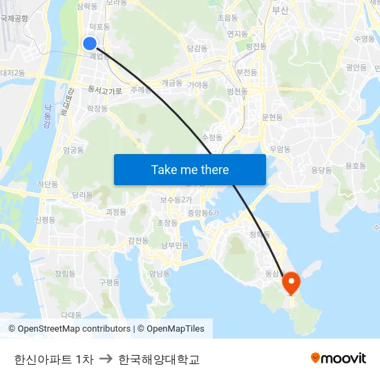 한신아파트 1차 to 한국해양대학교 map