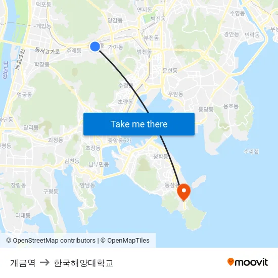 개금역 to 한국해양대학교 map