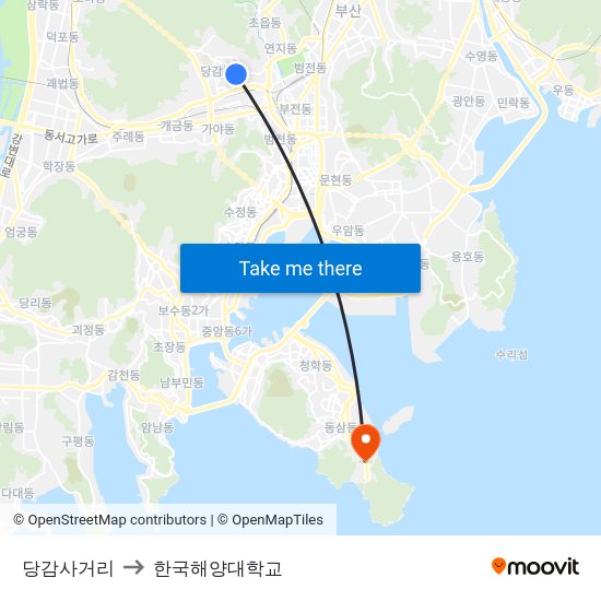 당감사거리 to 한국해양대학교 map