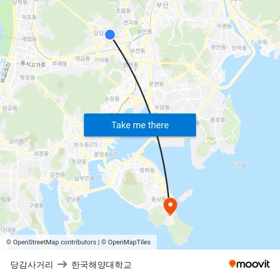 당감사거리 to 한국해양대학교 map