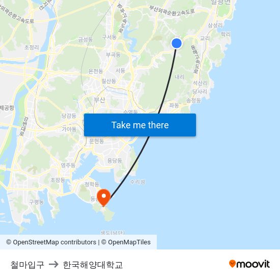 철마입구 to 한국해양대학교 map