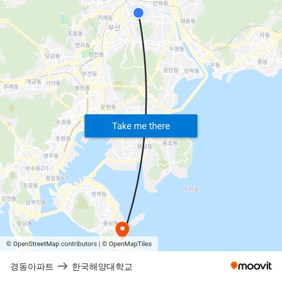 경동아파트 to 한국해양대학교 map