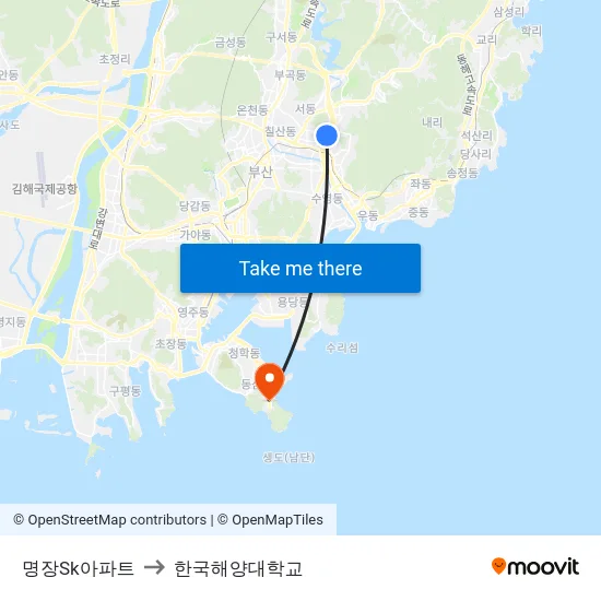 명장Sk아파트 to 한국해양대학교 map