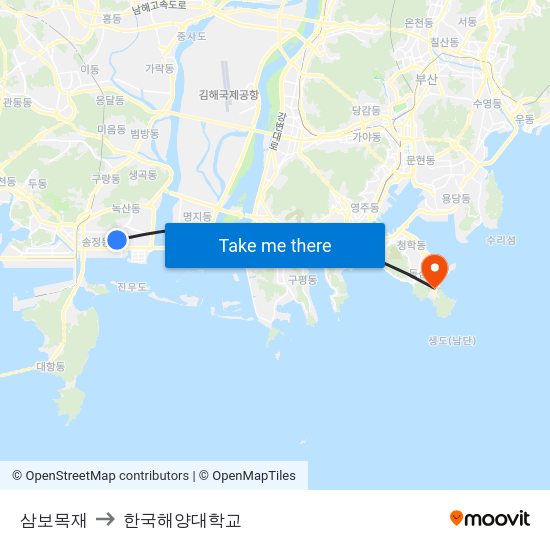 삼보목재 to 한국해양대학교 map