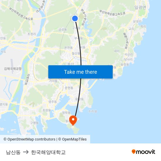 남산동 to 한국해양대학교 map