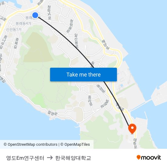 영도Em연구센터 to 한국해양대학교 map