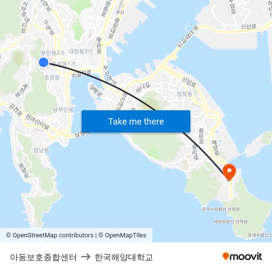 아동보호종합센터 to 한국해양대학교 map