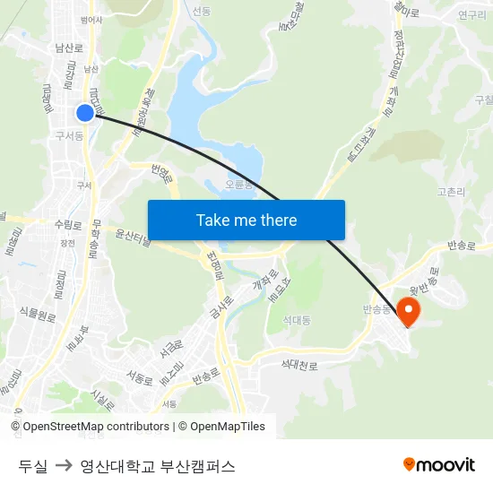 두실 to 영산대학교 부산캠퍼스 map