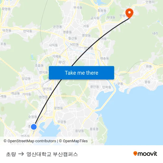 초량 to 영산대학교 부산캠퍼스 map