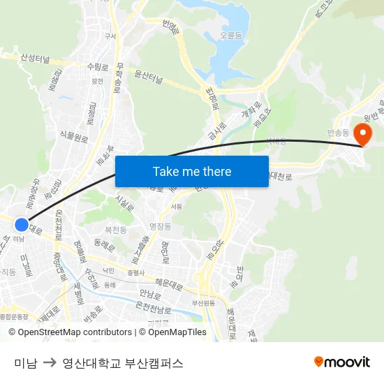 미남 to 영산대학교 부산캠퍼스 map