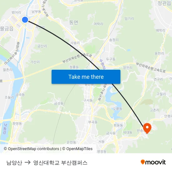 남양산 to 영산대학교 부산캠퍼스 map