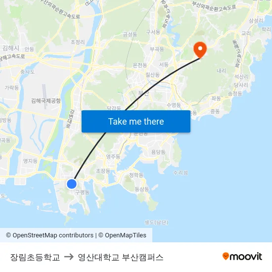 장림초등학교 to 영산대학교 부산캠퍼스 map