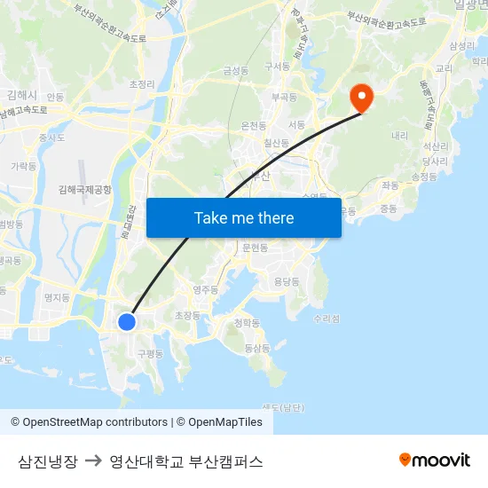 삼진냉장 to 영산대학교 부산캠퍼스 map