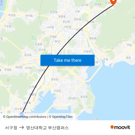 서구청 to 영산대학교 부산캠퍼스 map