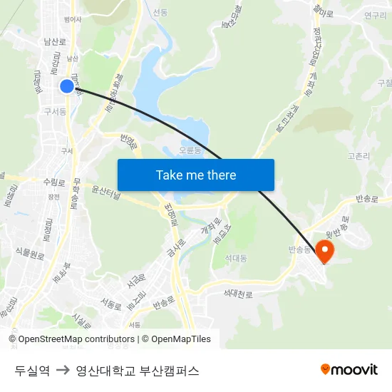 두실역 to 영산대학교 부산캠퍼스 map