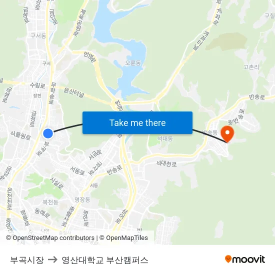 부곡시장 to 영산대학교 부산캠퍼스 map