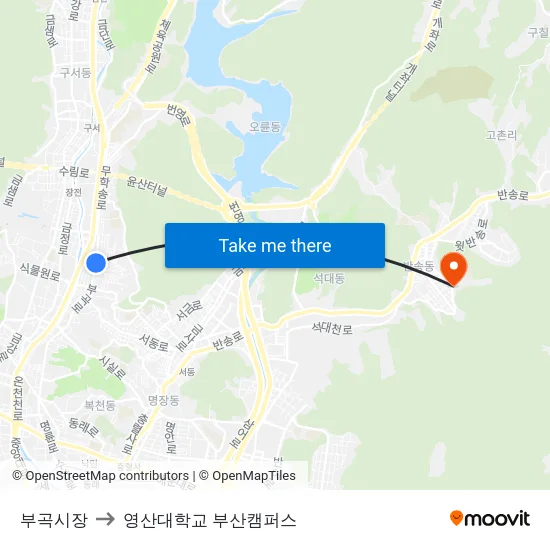 부곡시장 to 영산대학교 부산캠퍼스 map