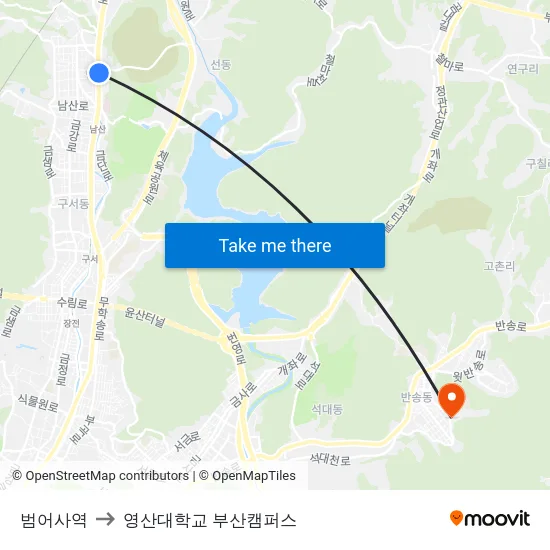 범어사역 to 영산대학교 부산캠퍼스 map