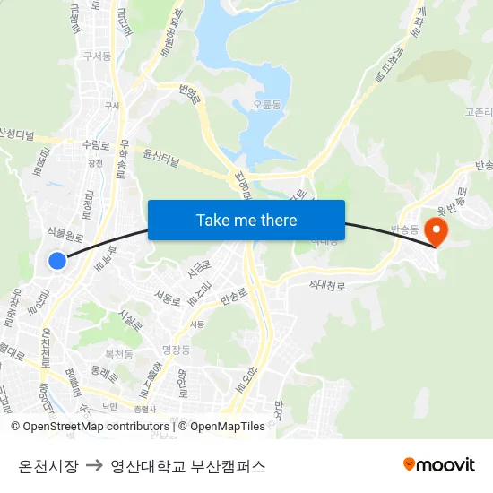 온천시장 to 영산대학교 부산캠퍼스 map