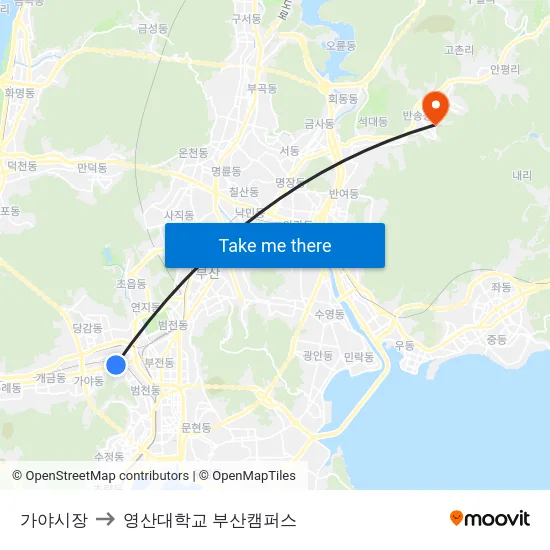 가야시장 to 영산대학교 부산캠퍼스 map