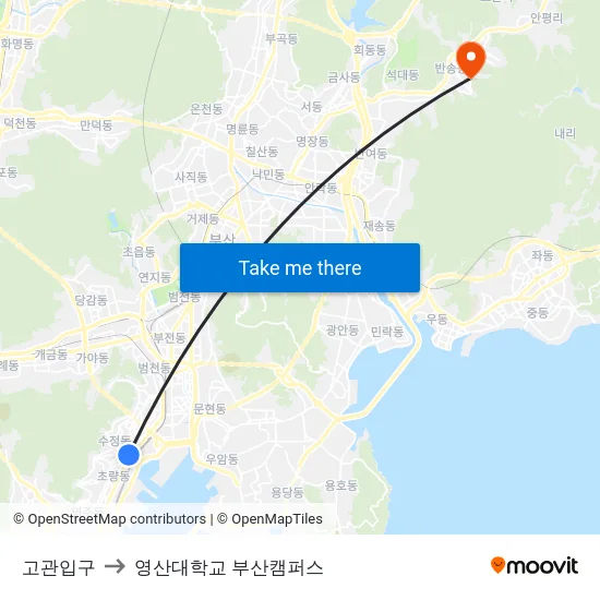 고관입구 to 영산대학교 부산캠퍼스 map