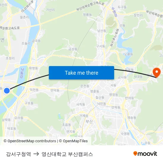 강서구청역 to 영산대학교 부산캠퍼스 map